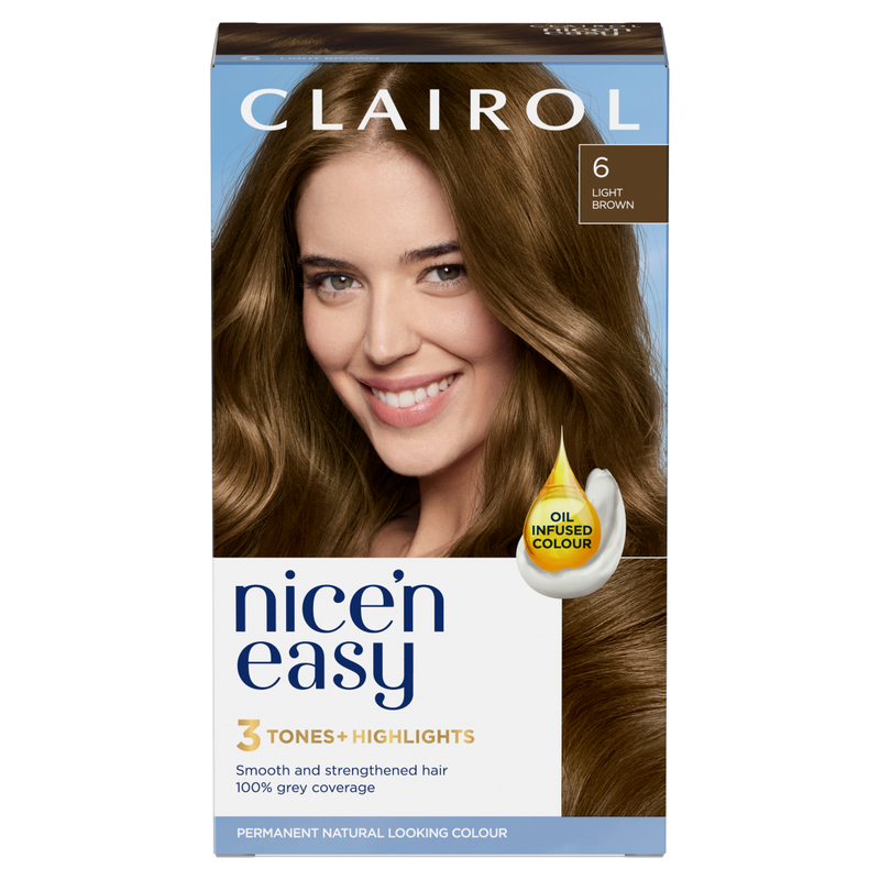 Clairol Light/Brown Nice'n Easy Permanent Hair Dye, 6