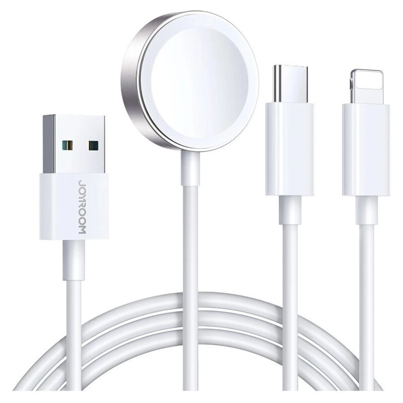 Joyroom 3-in-1 iWatch Magnetisches Wireless Ladegerät 1.2m, Weiß