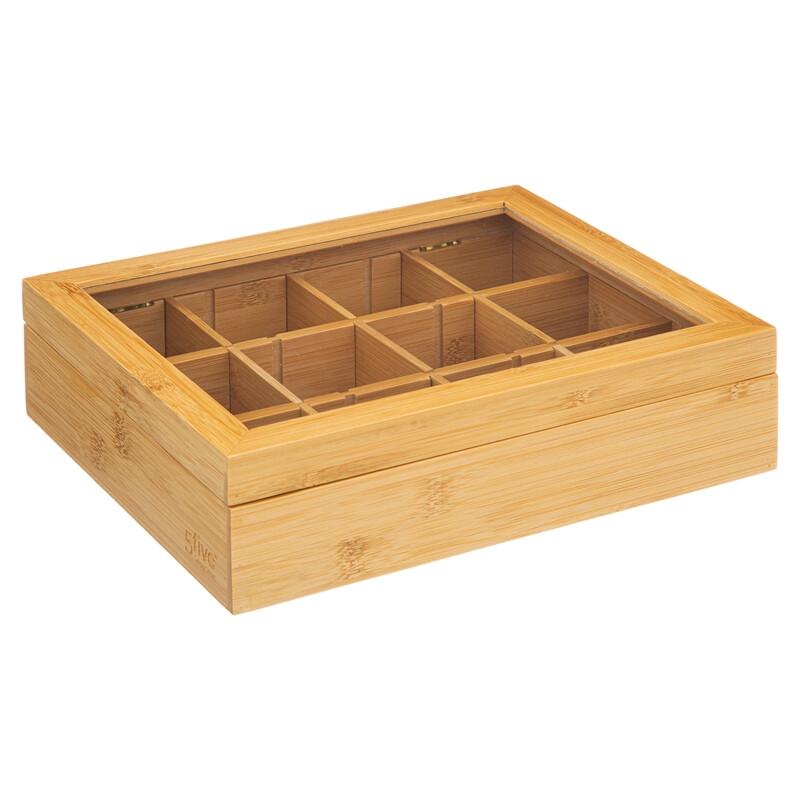 Boîte à thé 5five avec 12 compartiments - Bambou - Naturel