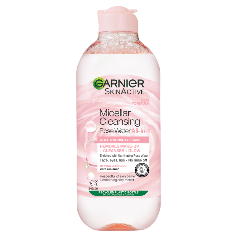 Micellar Rose Water Facial Cleanser for Dull Skin 400ml Cleanse & Glow