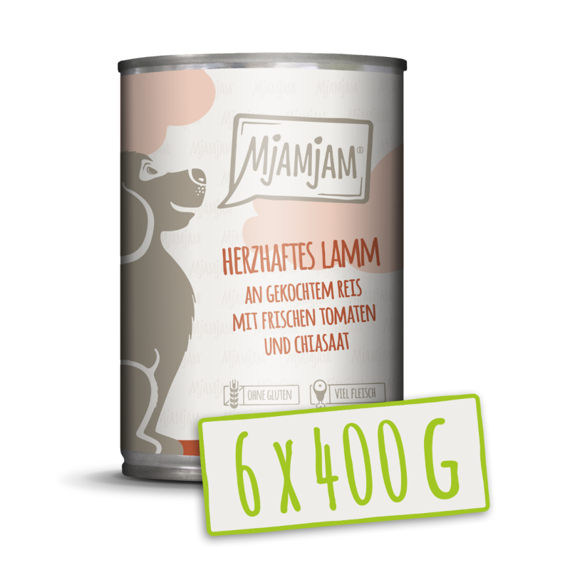MjAMjAM - Lam met gekookte rijst, verse tomaten en chiazaad 6 x 400 g