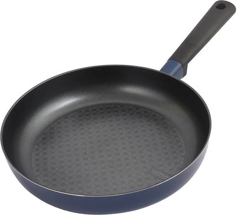 LocknLock Décor IH Induktionsbratpfanne 28 cm – Marineblau Aluminium Keramikbeschichtete Bratpfanne mit Bakelithandstück, Geeignet für Induktion, Gas, Elektro & Glaskochfeld