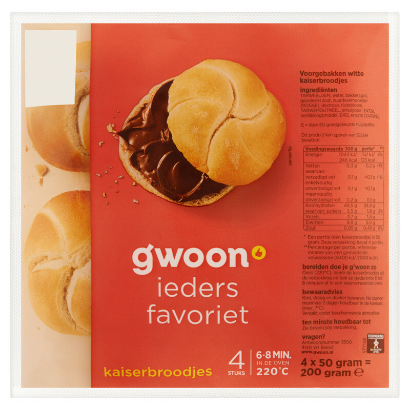 G'woon Kaiser Rolls - 4 stuks, 200 g