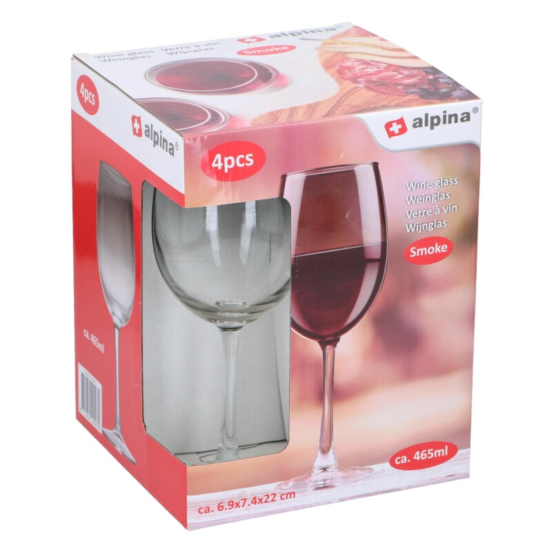Alpina wijnglas set – rook, 465 ml, 4 stuks