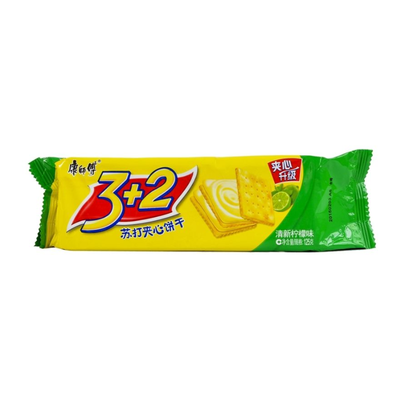 3+2 Soda Sandwich Crackers Lemon Flavour 125g