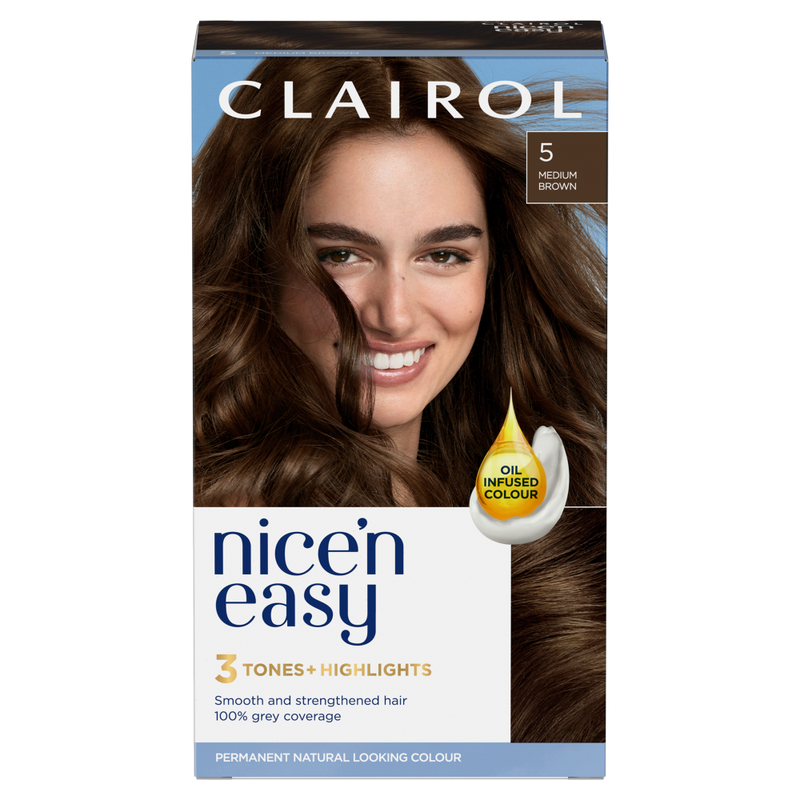 Clairol Brown Nice'n Easy Permanent Hair Dye, 5 Medium