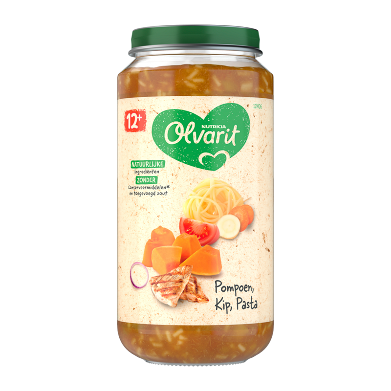 OLVARIT Maaltijd 12maanden+ Pompoen Kip Penne 250gr