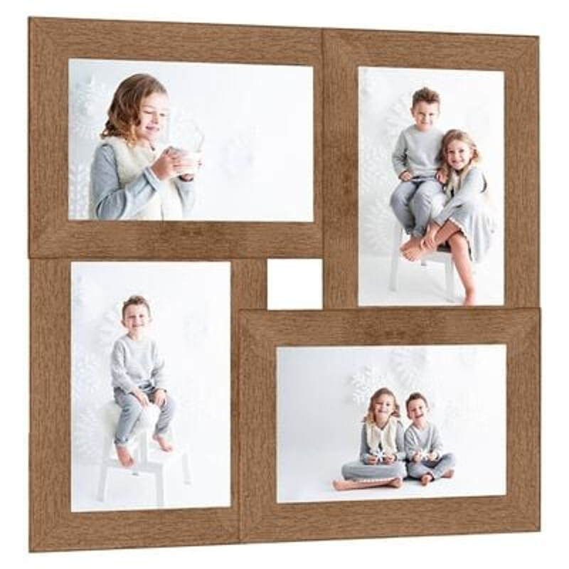 vidaXL Fotolijst MDF - Lichtbruin, voor 4x (13x18 cm) Foto's