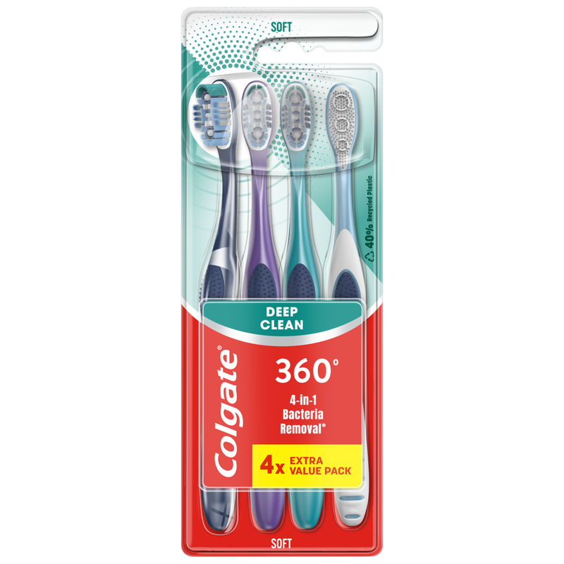 Colgate 360 Deep Clean Soft Manual Toothbrush 4 Pack