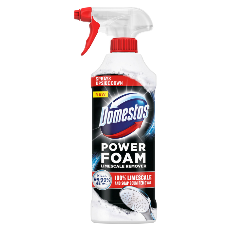 Domestos Power Foam Toilet & Bathroom Cleaner Spray Limescale Remover 450 Ml