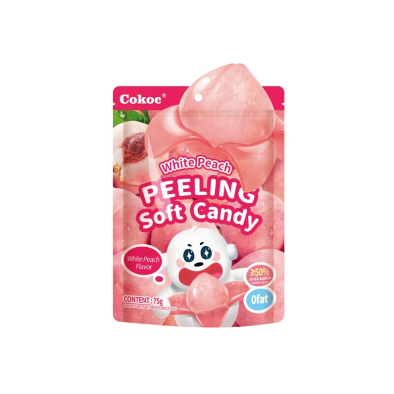 Cokoc Schilbare Zachte Snoepjes Witte-Perziksmaak 75 g