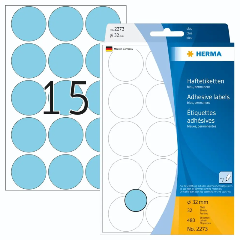 Herma Vielzwecketiketten blau rund 32
