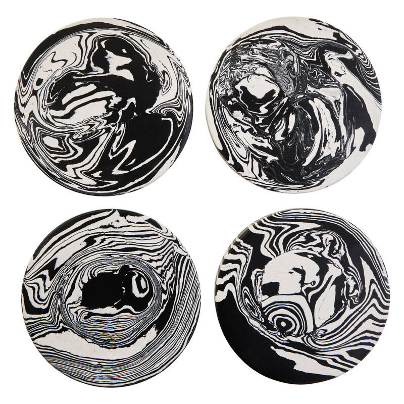 Coasters Helsa Marble Black/White 4pcs