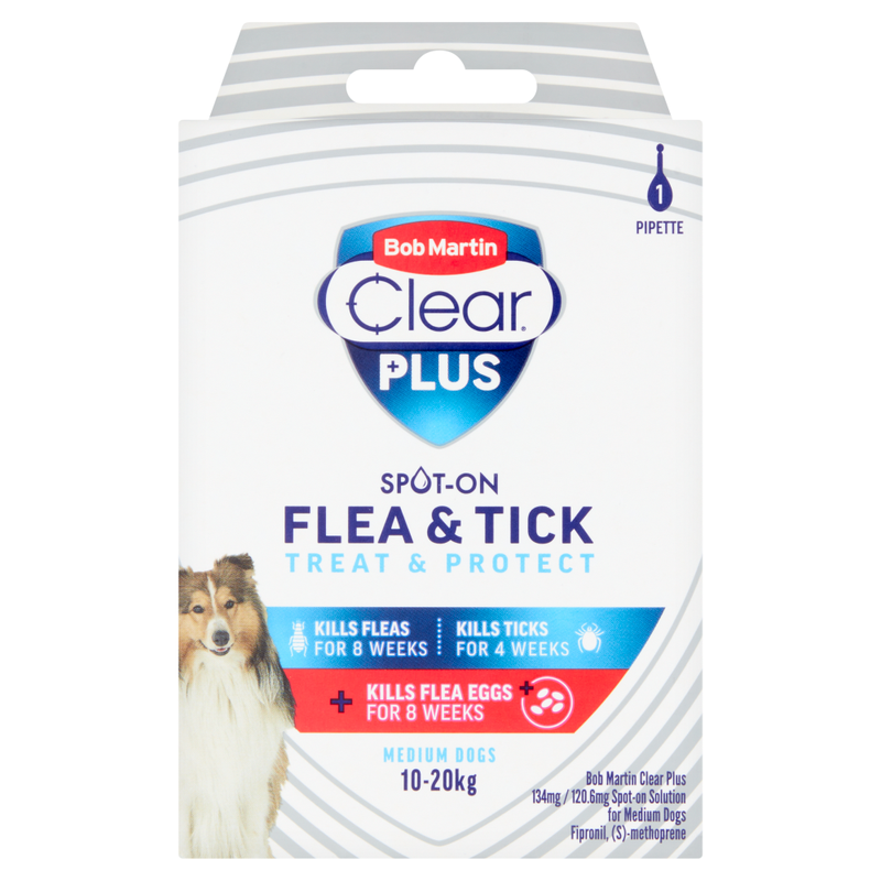 Clear Plus 134mg / 120.6mg Spot-On Solution for Medium Dogs Treatment 1 Pipette