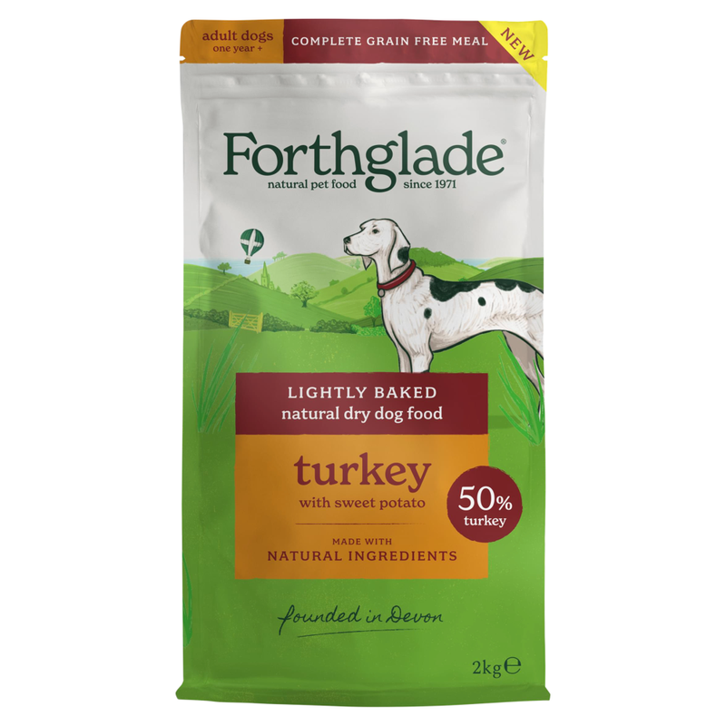 Lightly Baked Natural Dry Dog Food Turkey Adult Dogs One Year+ 2kg