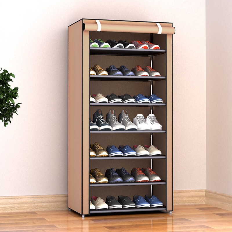 Evershine Einfaches montierbares Schuhregal– staubdicht, aus verdicktem Vliesstoff, mehrstufig, kaffeebraun