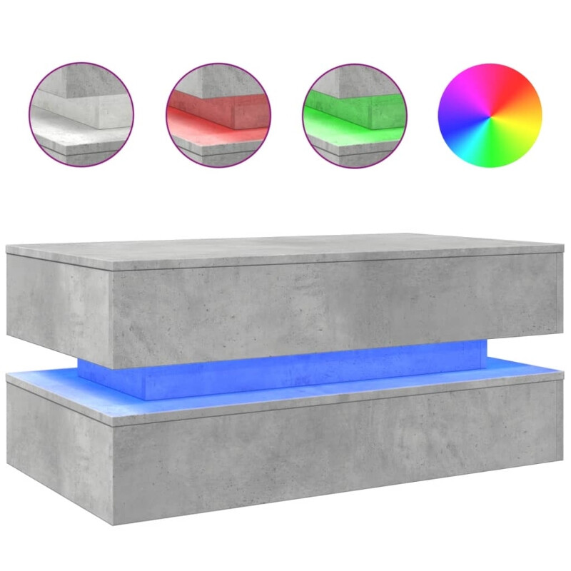 vidaXL Salontafel met LED-verlichting 90x50x40 cm betongrijs
