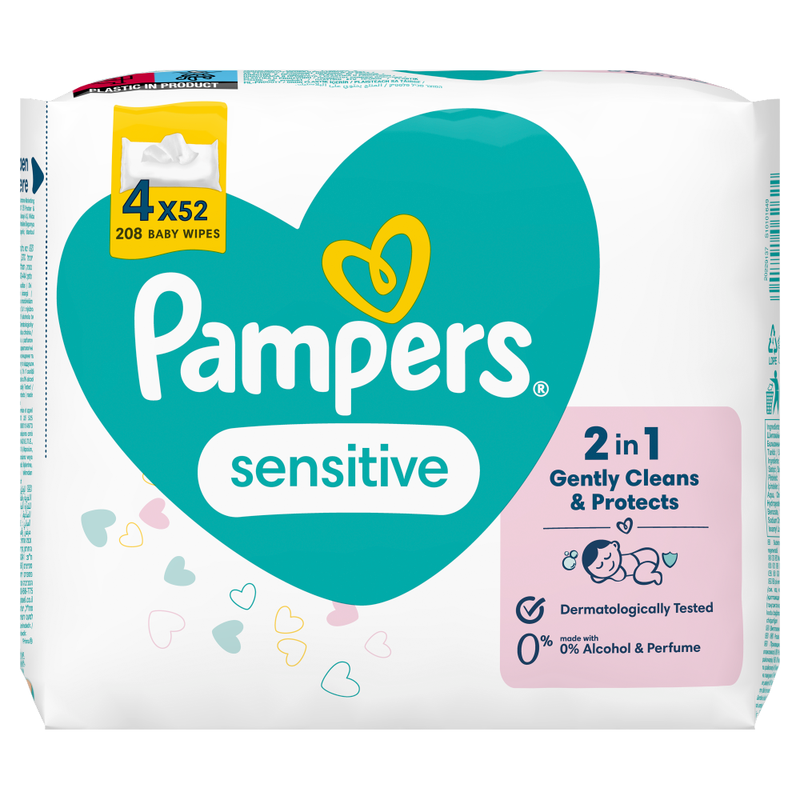 Sensitive Baby Wipes 4 x 52 Pack 208 Wipes