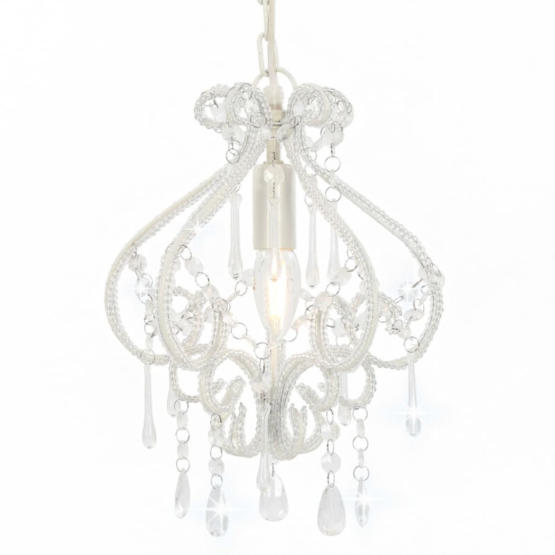 vidaXL Plafondlamp met kralen rond E14 wit