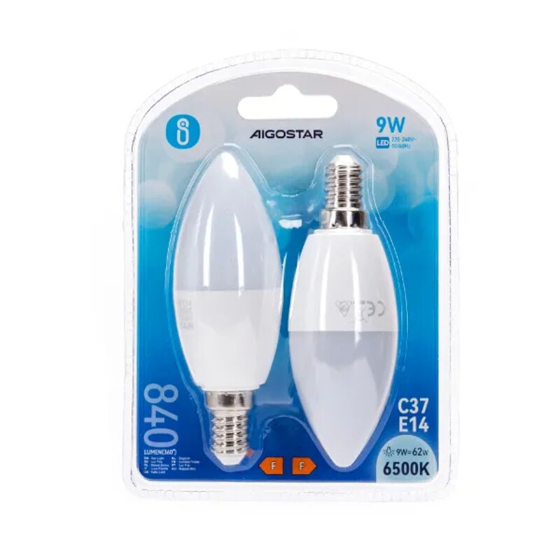 Aigostar LED A5 C37 E14 9W 6500K/dubbel - wit