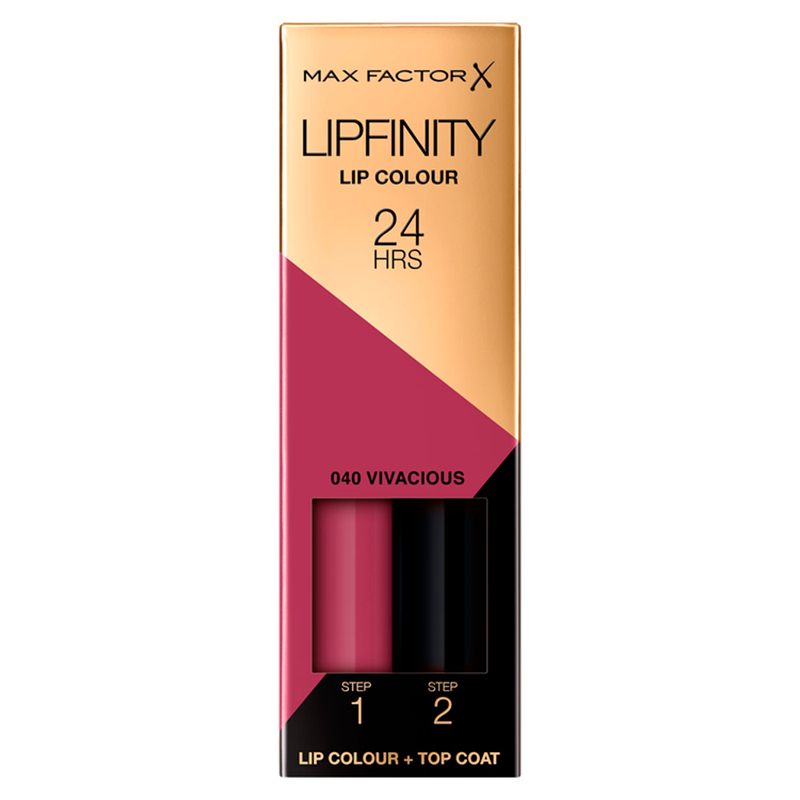 Lipfinity Lip Colour Lipstick, 2-Step Long Lasting, 040 Vivacious, 2.3ml + 1.9g