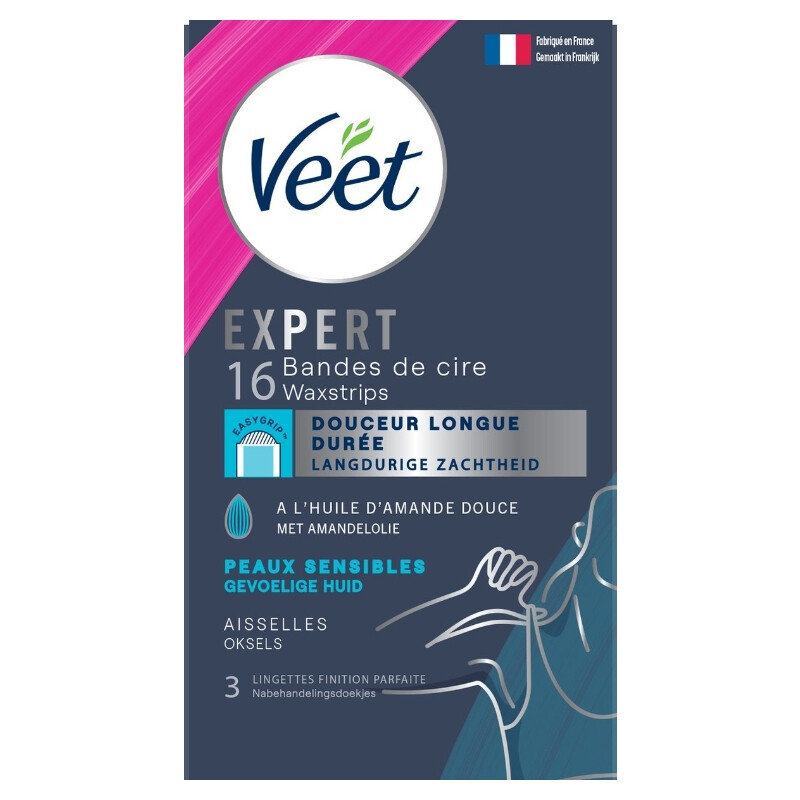 Veet expert bandes de cire froide aiselles peaux sensibles x16