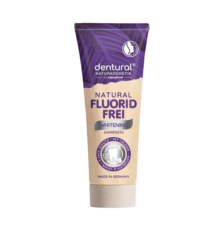 happybrush dentural Zahnpasta Natürlich fluorid-frei Whitening, 75 ml
