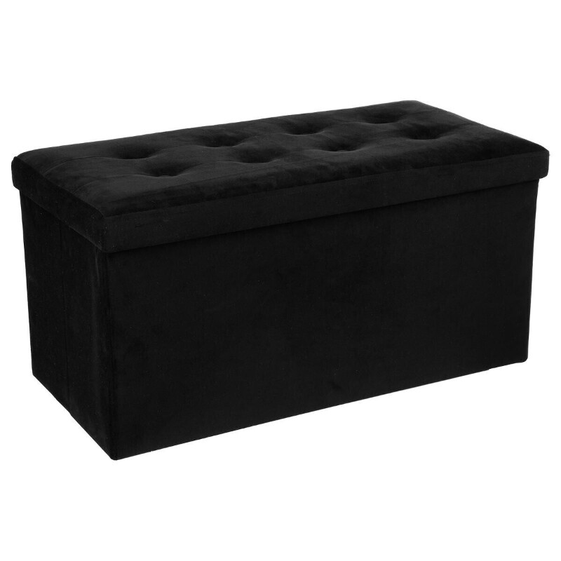 Atmosphera Pouf pliable double en velours Lysandre - Noir
