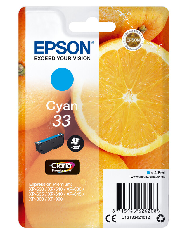 Epson Oranges Claria Premium inkt, cyaan, enkelverpakking 33