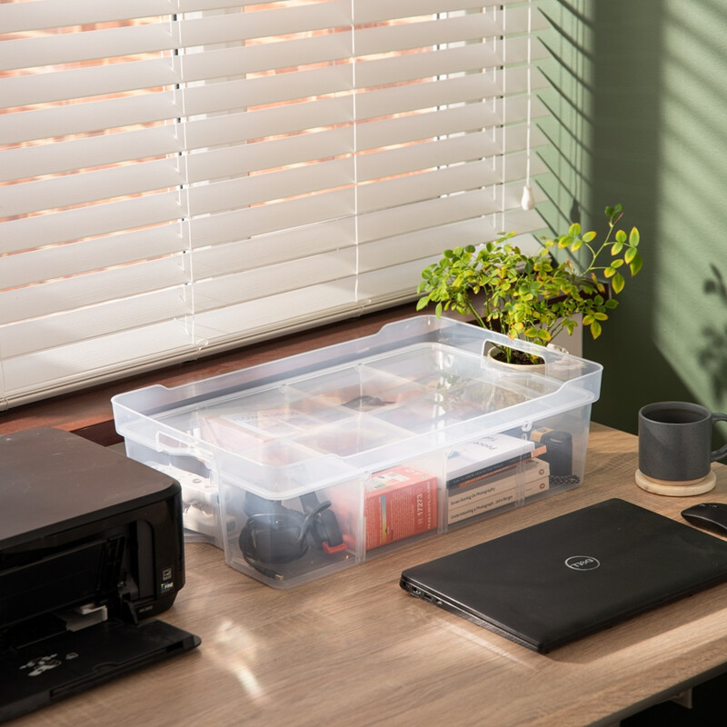 Organise Me Plastic Stackable Storage Basket & Lid - Large