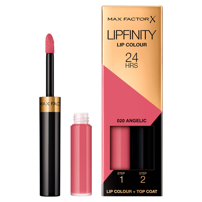 Lipfinity Lip Colour Lipstick, 2-Step Long Lasting, 020 Angelic, 2.3ml + 1.9g