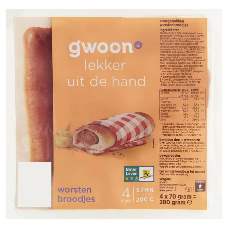 G'woon Worstbroodjes - 4 pcs