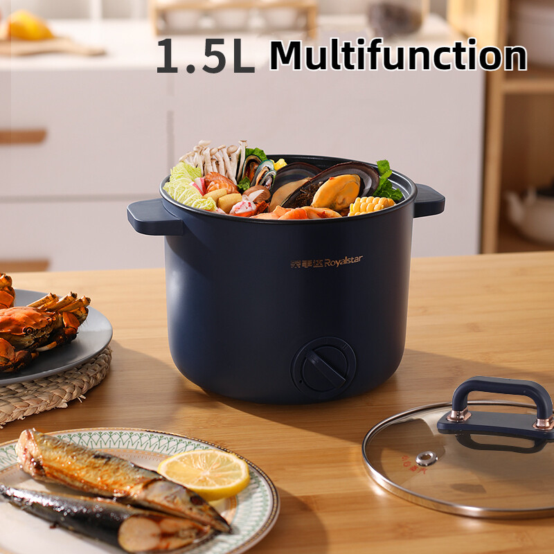 Royalstar Elektrischer Multifunktionstopf&Wok, 1,5 L für 1-2 Personen, 18 cm Durchmesser