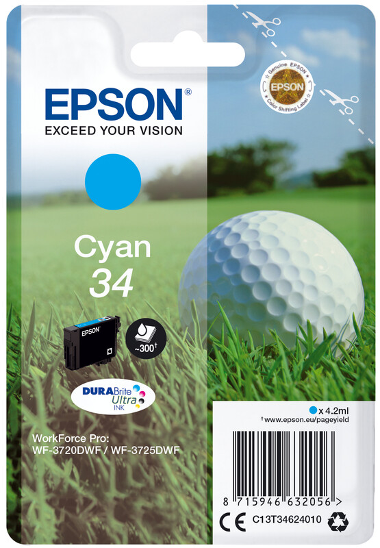 Epson Golf ball enkelverpakking cyaan 34 DURABrite Ultra inkt