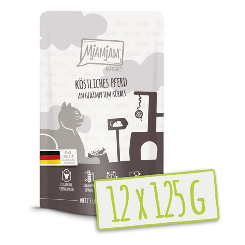 MjAMjAM - Quetschie - Smakelijk paardenvlees met gestoomde pompoen 12 x 125 g