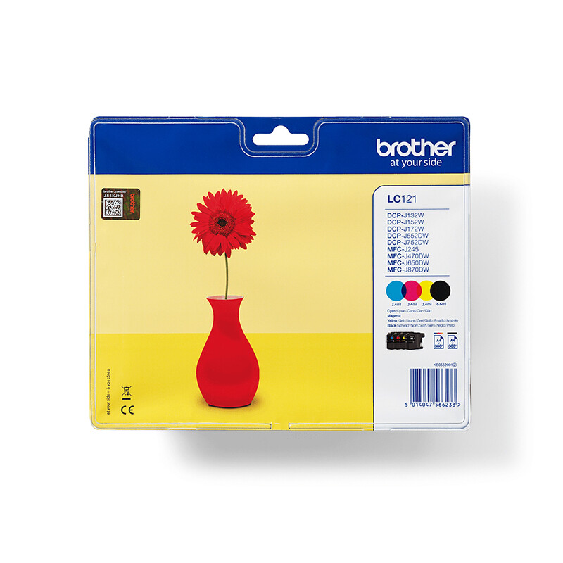 Brother LC121VALBP inktcartridge 4 stuks origineel zwart, cyaan, magenta, geel