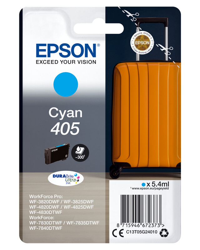 Epson 405 DURABrite Ultra-inktcartridge cyaan 1 stuk origineel standaardrendement