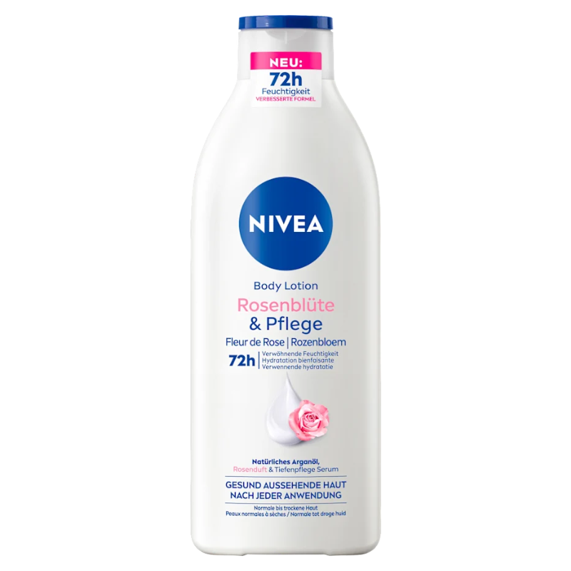 NIVEA Rozenbloem Body Lotion - Voor Normale tot Droge Huid - Bio Argan Olie, Rozebloem en Voeden Serum - 72H Hydraterende Lotion 400ml