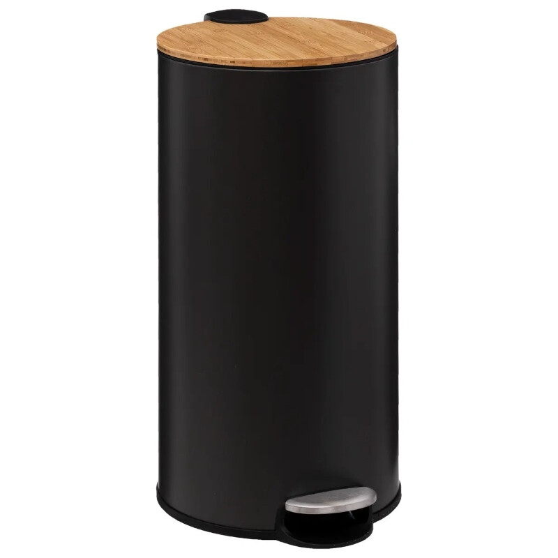 5five Modern Color Treteimer aus Metall und Bambus, 30 l, schwarz