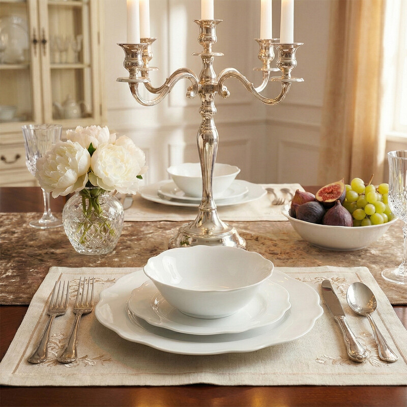 Lotusförmiges Geschirr-Set, elegante weiße Keramikteller und Schalen, moderne Esskollektion für den täglichen Gebrauch und besondere Anlässe 3-teiliges Lotusförmiges Geschirr-Set: 10,5" Essteller, 7,5" Beilagenteller, 6" Salatschale