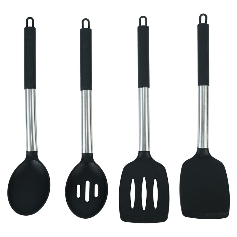 Pack of 4 Silicone Cooking Utensils Set,Non-Toxic Cooking Tools with Solid Handles, B