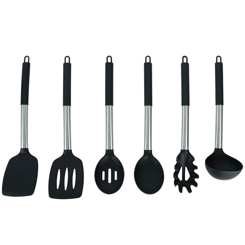6 pcs Silicone Kitchen Utensils Set, Non-Toxic Cooking Tools with Solid Handles, BPA-