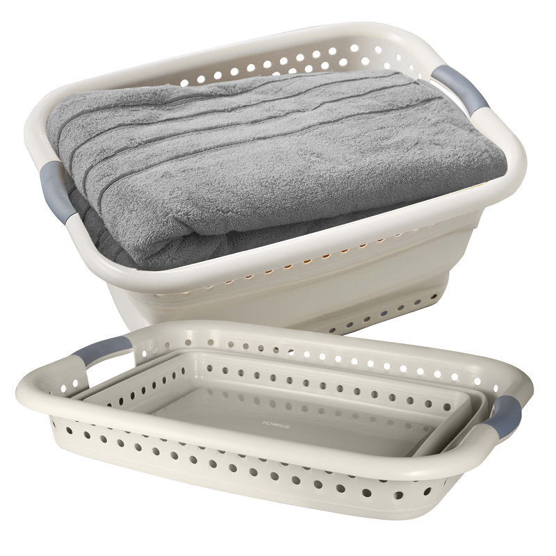 Collapsible Laundry Basket with Pop-Up Design 42L， Latte