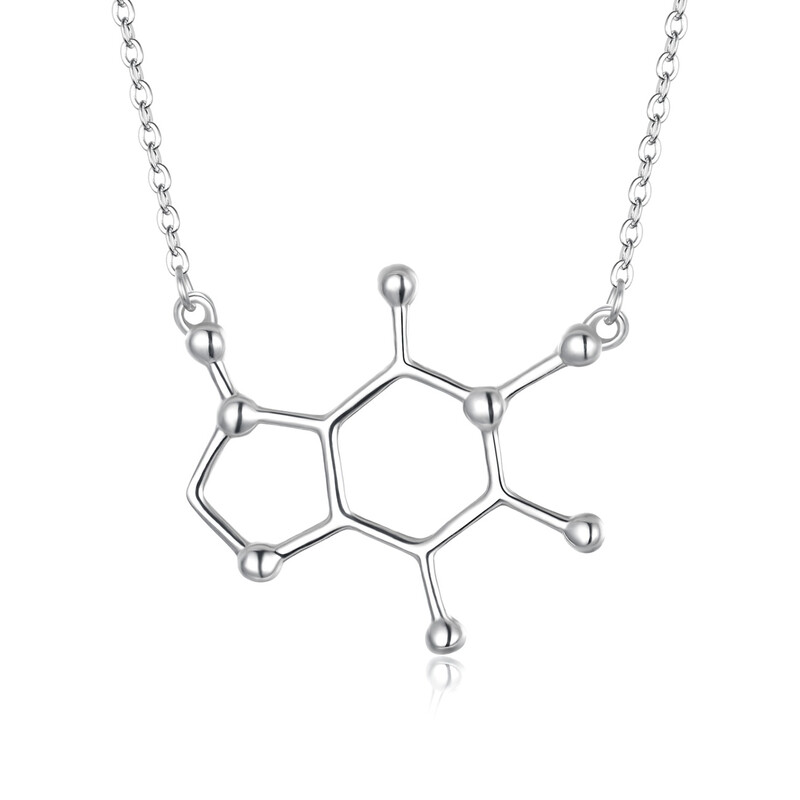 Caffeine Molecule-Shaped Pandent Necklace