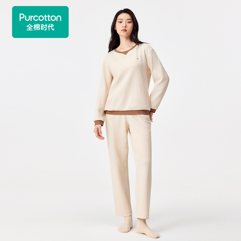 Women's Waffle Knit Loungewear Set,Sunlight Yellow,Top: UK 12 (M); Bottom: UK 12 (M)