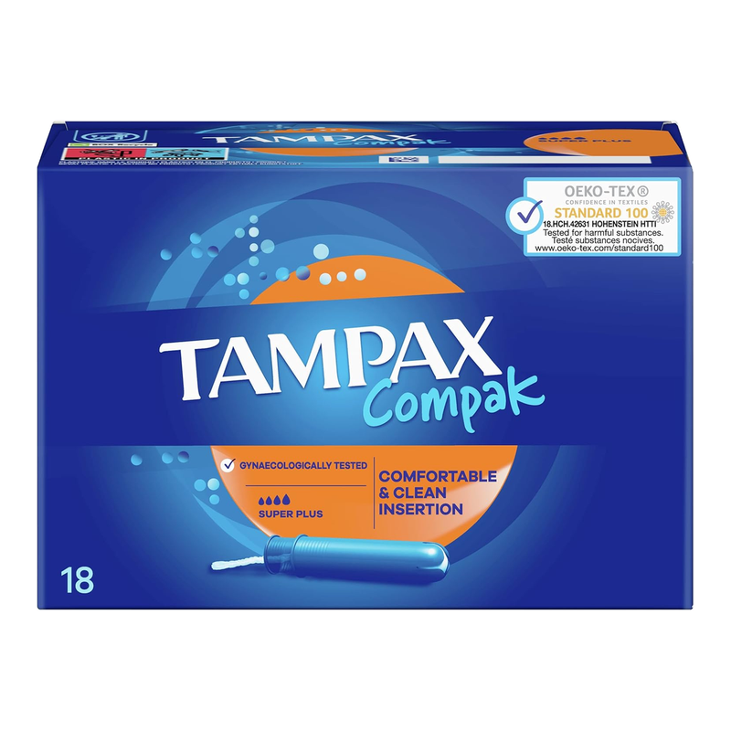 Tampax Compak Super Plus Tampons With Applicator 18 Tampons