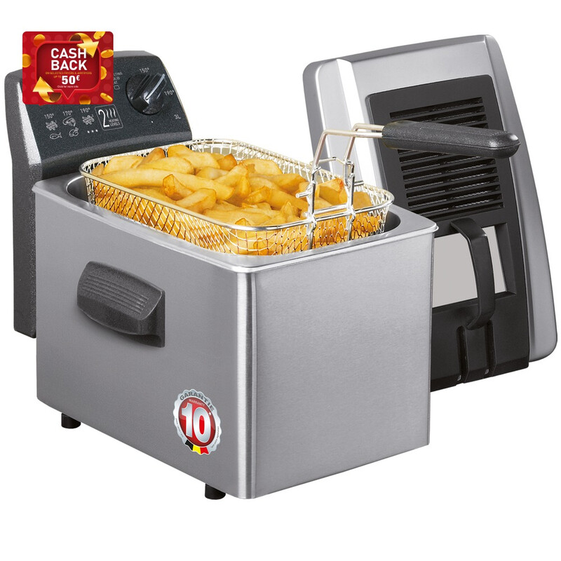 Fritel Friteuse - Turbo SF® 4170 - Friteuse met filterdeksel - Friteuse voor olie en vast vet - Friteuse voor 2-4 personen met kijkvenster - 2400 W - 3 L