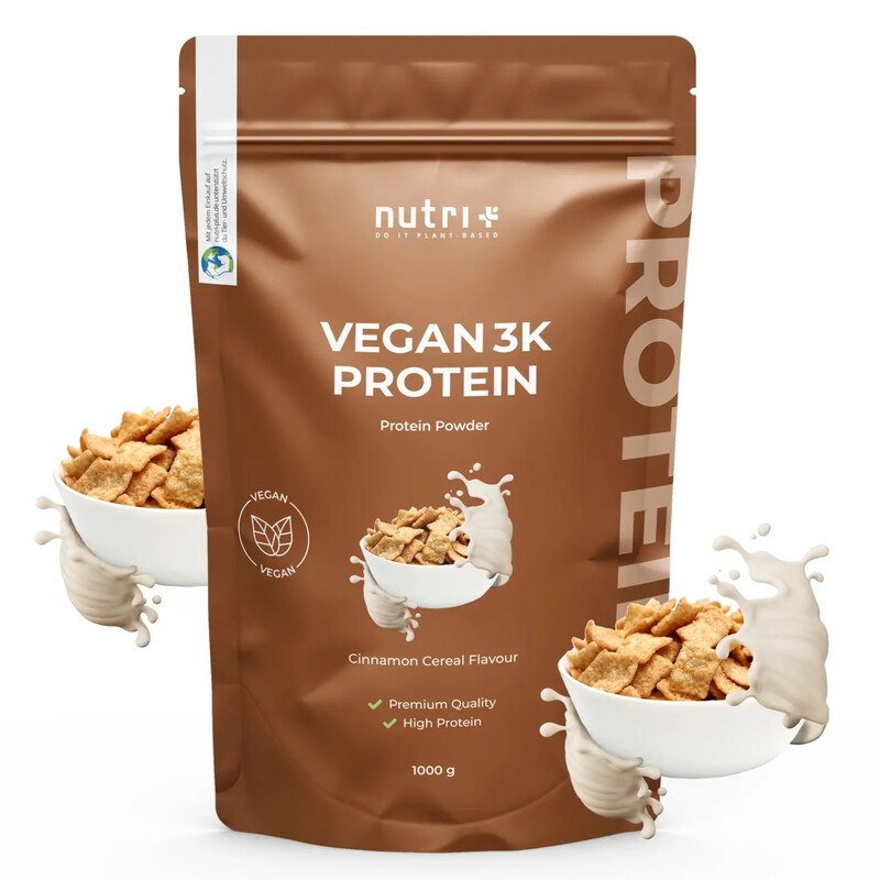 Nutri+ 3K Proteinpulver Vegan 1 kg Zimt-Cerealien