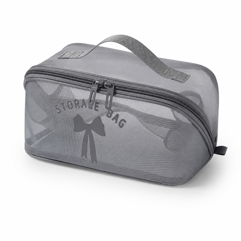 Verbex H7 Grau hochwertige Schminkhandtasche Reisetasche/Kosmetiktasche/Aufbewahrungstasche/multifunktionale beliebte tragbare Reisetasche aus Netzgewebe in Kissenform