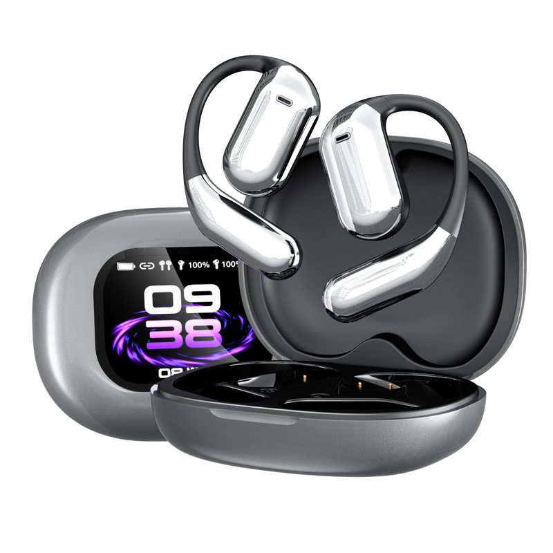 AI Open-Type True Wireless Translation Earbuds, Real-Time Two-Way Translation, Silver